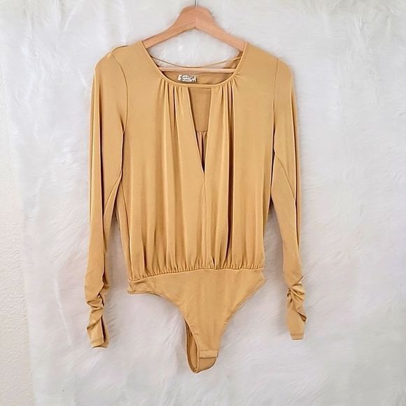 FREE PEOPLE GOLD KAYA THONG BODYSUIT Small - Picture 2 of 5